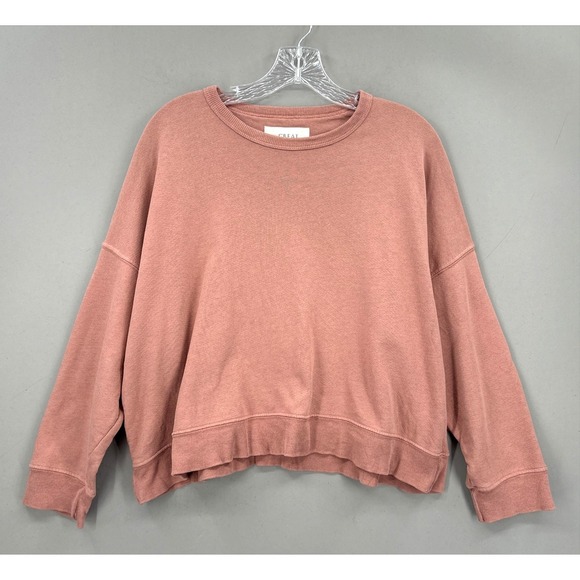 THE GREAT. Tops - THE GREAT. Sweatshirt Small 1 Pink Terry Cropped Oversized Pullover Crewneck